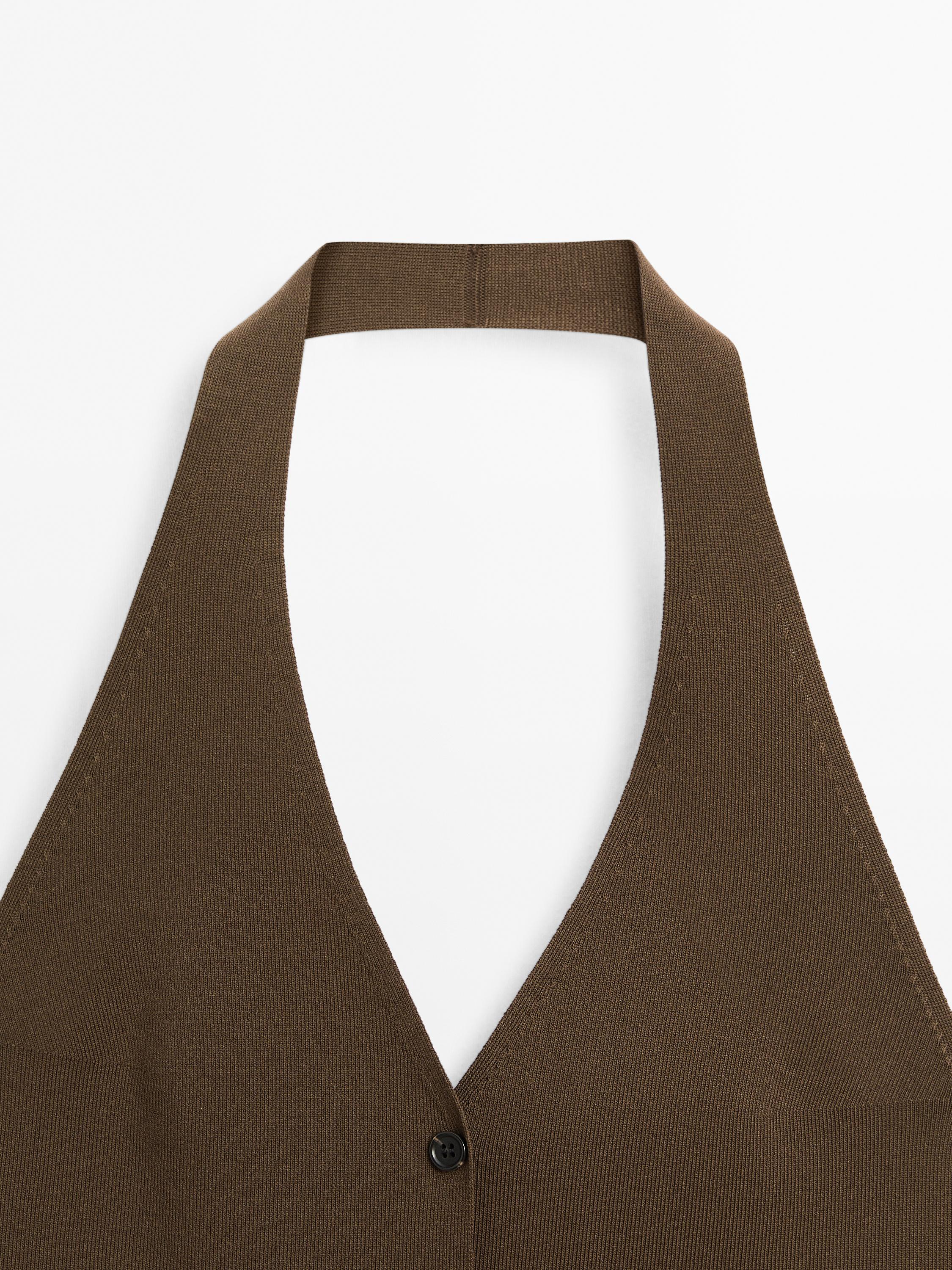 Veste sans manches en maille à encolure américaine